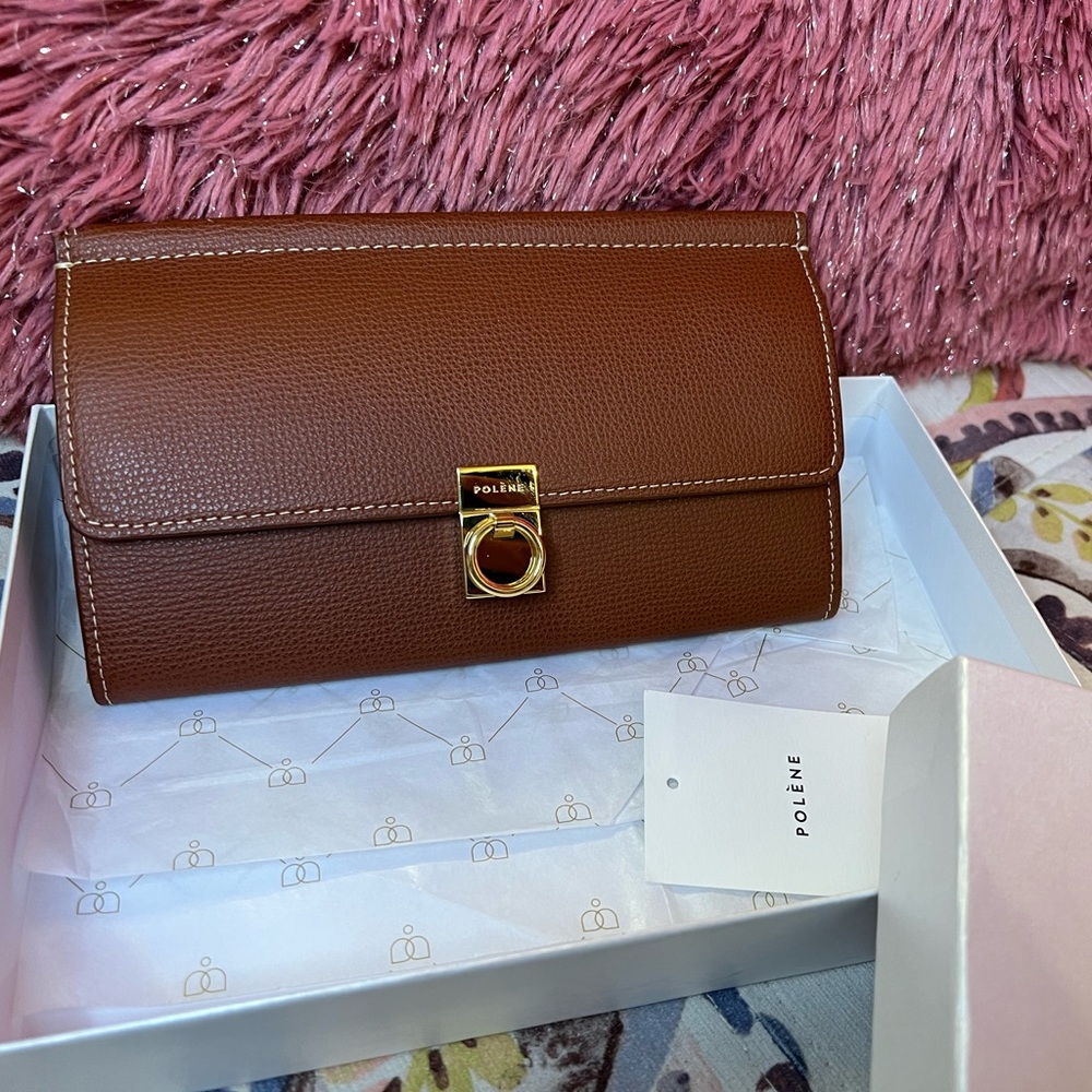 Polène Paris Numero Sept Belt Bag Cognac Wallet Leather